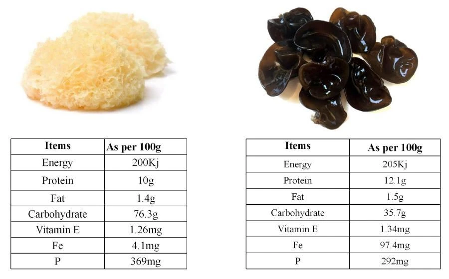Nutrition Information of White Fungus and Black Fungus Nutrition Information of White Fungus and Black Fungus